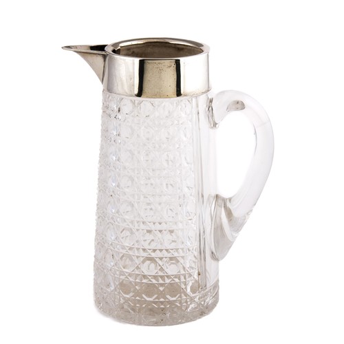 411 - A GEORGE V CUT-GLASS AND SILVER MOUNTED LEMONADE JUG, MAPPIN AND WEBB, SHEFFIELD, 1923