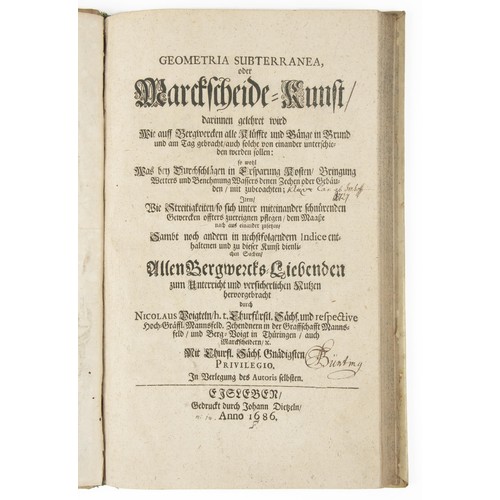 773 - GEOMETRIA SUBTERRANEA, ODER MARCKSCHEIDE-KUNST (Published 1686) by Nikolaus Voigtel