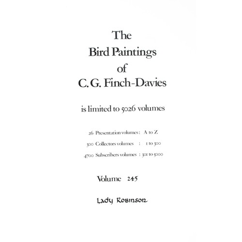 727 - THE BIRD PAINTINGS OF CLAUDE GIBNEY FINCH-DAVIES (Limited Collector’s Edition) by Claude Gibney Finc... 