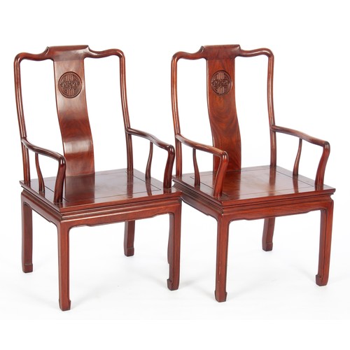 887 - A PAIR OF KOREAN ROSEWOOD ARMCHAIRS