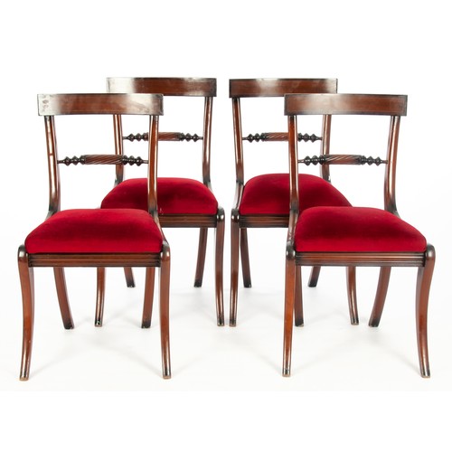 865 - A SET OF FOUR REGENCY-STYLE MAHOGANY DINING CHAIRS, LATE 19TH CENTURY