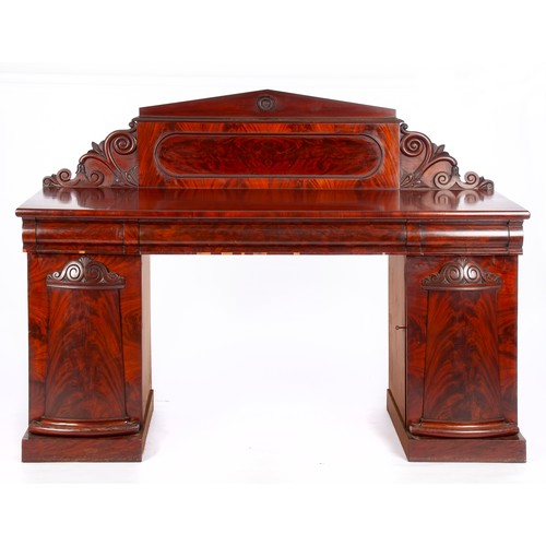 853 - A VICTORIAN MAHOGANY SIDEBOARD, MID 19TH CENTURY