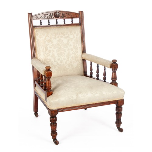 868 - AN EDWARDIAN MAHOGANY ARMCHAIR