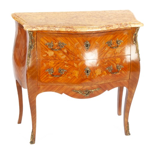 863 - A FRENCH MARBLE-TOPPED KINGSWOOD TWO-DRAWER COMMODE, LATE 19TH CENTURY