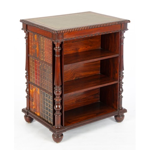 854 - A LATE VICTORIAN ROSEWOOD DOUBLE SIDED BOOKCASE