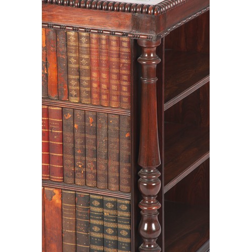 854 - A LATE VICTORIAN ROSEWOOD DOUBLE SIDED BOOKCASE