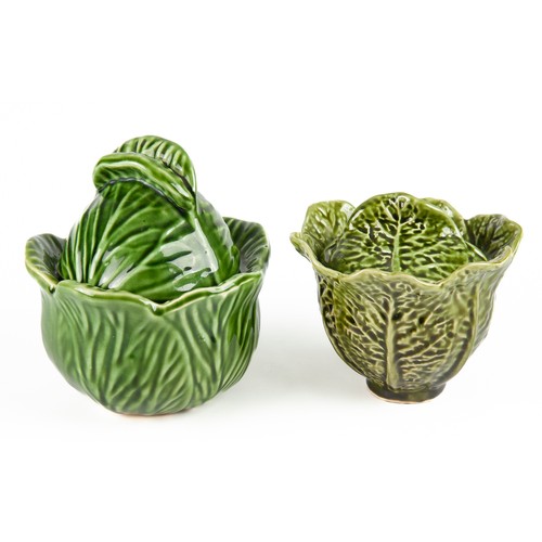 565 - TWO PORTUGUESE 'CABBAGE' BOWLS AND COVERS