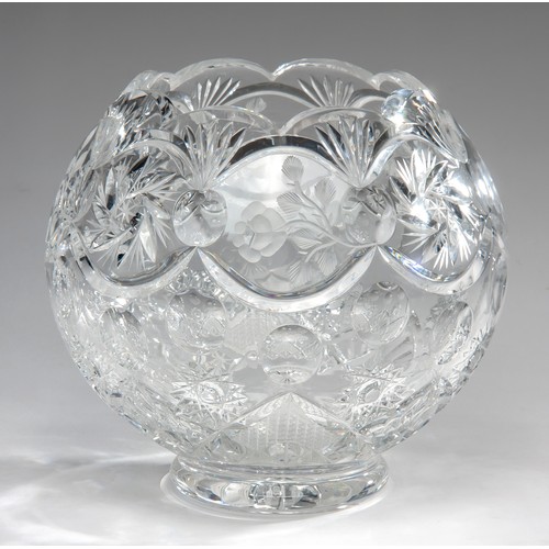 588 - A KIELISZKI OLENCA CUT-CRYSTAL ROSE BOWL