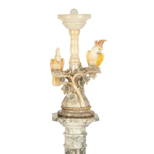 579 - A CARVED MARBLE 'PARROT' LIGHT