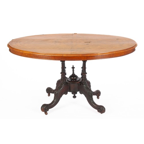 844 - A VICTORIAN WALNUT AND MAHOGANY LOO TABLE