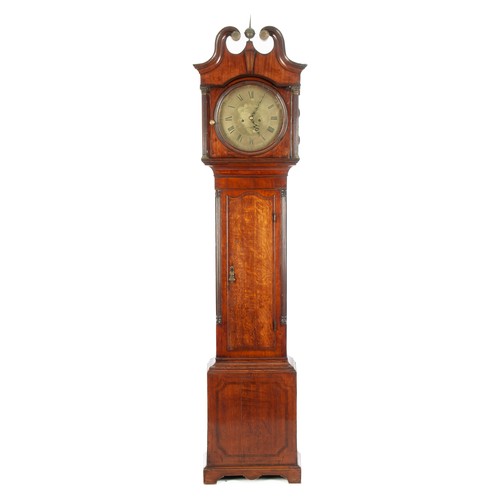 43 - AN OAK AND MAHOGANY LONG CASE CLOCK, EARLY 19TH CENTURY