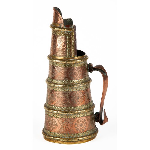 542 - A MONGOLIAN BRASS AND COPPER JUG 