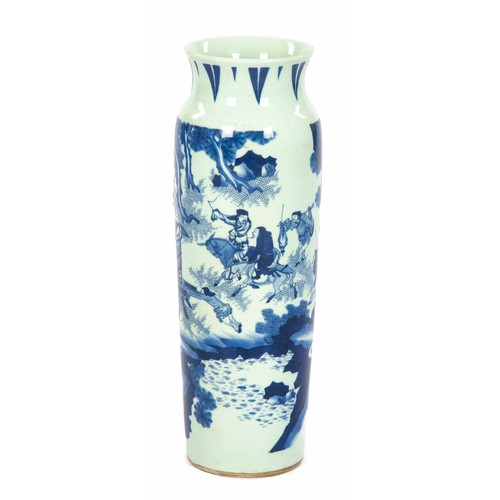 523 - A CHINESE BLUE AND WHITE SLEEVE VASE, PEOPLE'S REPUBLIC OF CHINA, 1949 -