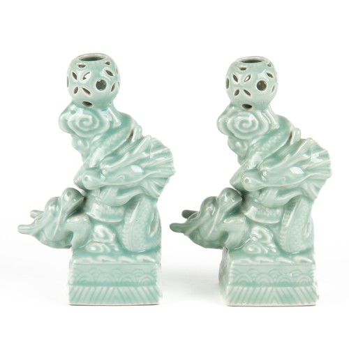 529 - A PAIR OF CHINESE CELADON 