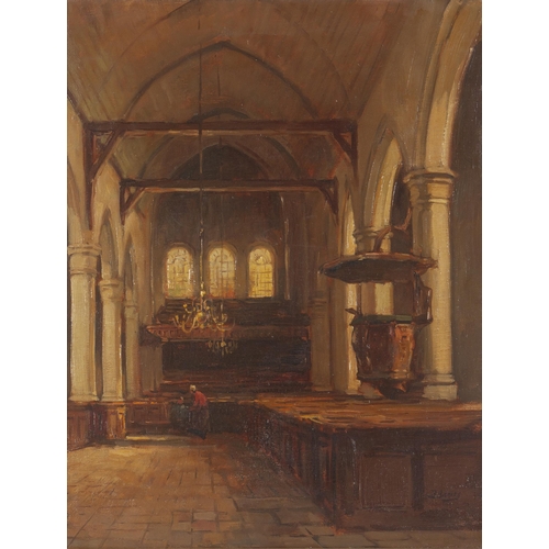 509 - After Ben Viegers (Dutch 1886 - 1947) FIGURES IN CHURCH