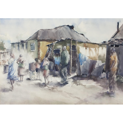 698 - Durant Basi Sihlali (South African 1935 - 2004) TOWNSHIP SCENE