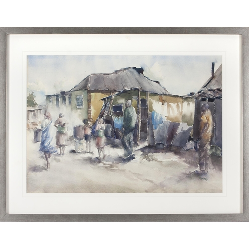 698 - Durant Basi Sihlali (South African 1935 - 2004) TOWNSHIP SCENE