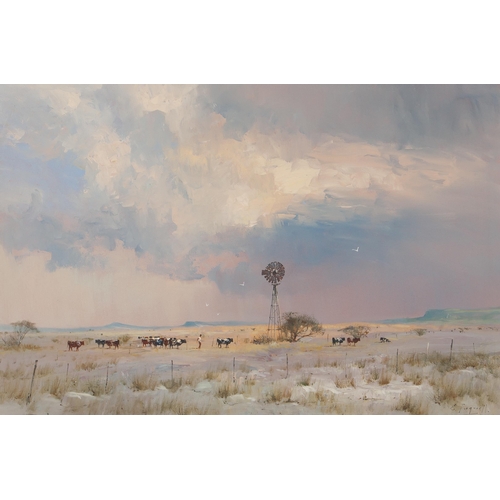 717 - Christopher Tugwell (South African 1938 - 2021) HERDERS AT SUNSET