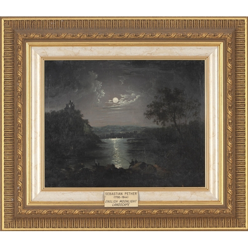 668 - In the style of Sebastian Pether (British 1790 - 1844) ENGLISH MOONLIGHT LANDSCAPE