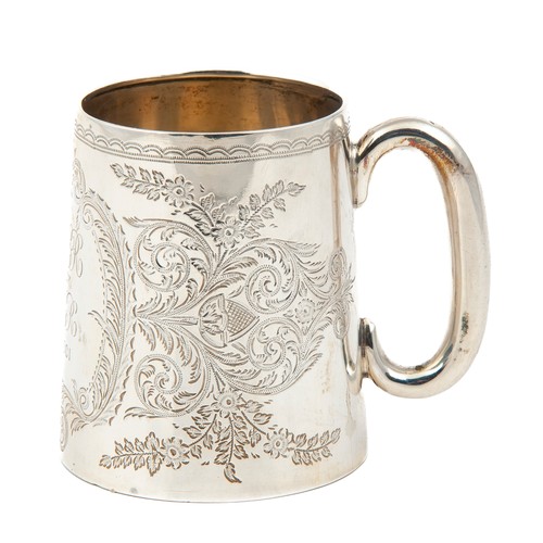 331 - AN EDWARD VII SILVER CHRISTENING MUG, MAKERS MARK INDISTINCT, BIRMINGHAM, 1901