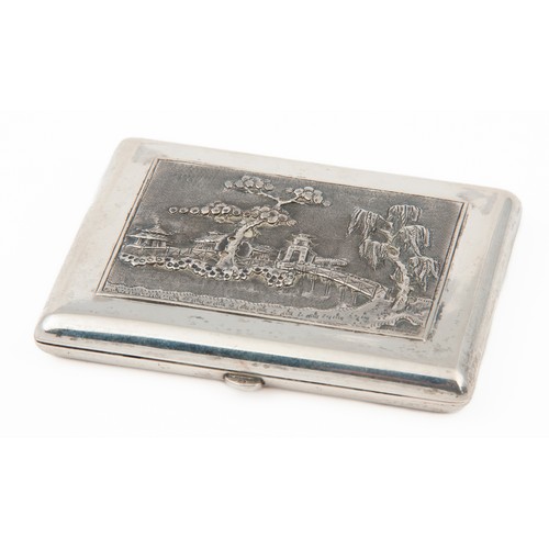 373 - A SILVER CARD CASE, MAKER'S MARK AND DATE INDISTINCT, POSSIBLY LONDON