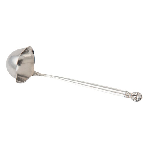 361 - A DANISH SILVER ACORN PATTERN TODDY LADLE, GEORG JENSEN, 20TH CENTURY