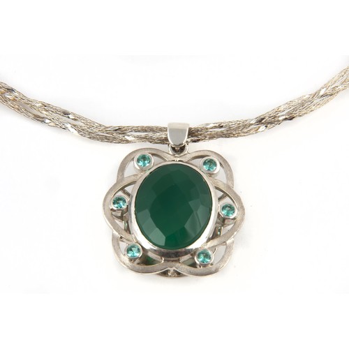 132 - A SILVER AND GEMSTONE NECKLACE