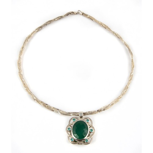 132 - A SILVER AND GEMSTONE NECKLACE