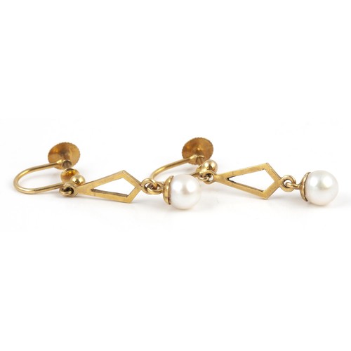 266 - A PAIR OF PEARL DROP EARRINGS