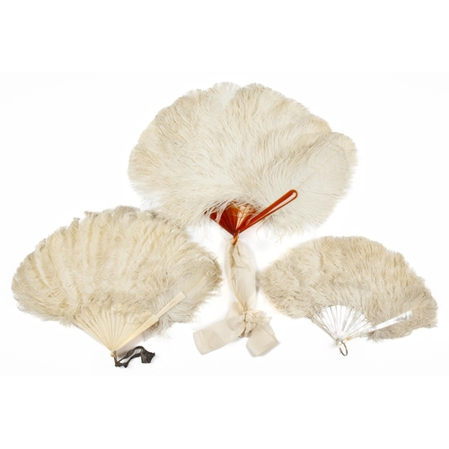 72 - THREE WHITE OSTRICH FEATHER FANS