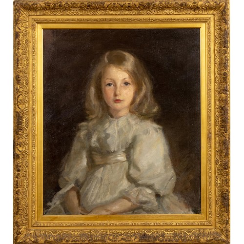 454 - English School (19th Century) PORTRAIT OF A GIRL IN A WHITE DRESS