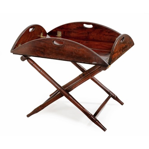 13 - A MAHOGANY BUTLER’S TRAY-ON-STAND