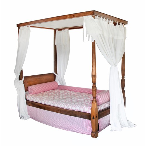 95 - A PINE, OAK AND MAHOGANY FOUR POSTER BED