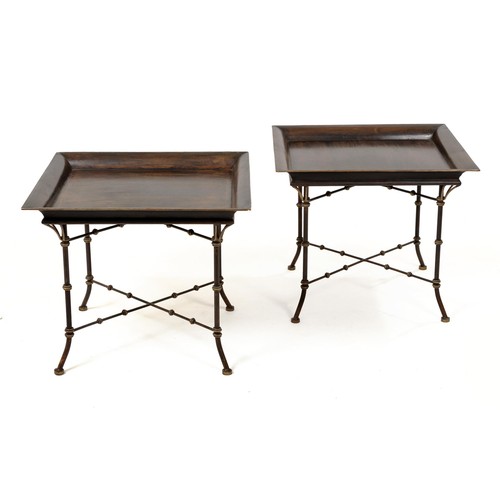 92 - A PAIR OF METAL TRAY TABLES, MODERN