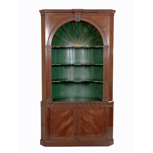 34 - A MAHOGANY CORNER CUPBOARD, EARLY 19TH CENTURY