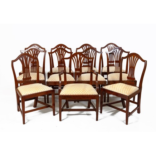 48 - A HARLEQUIN SET OF ELEVEN MAHOGANY HEPPLEWHITE STYLE DINING CHAIRS