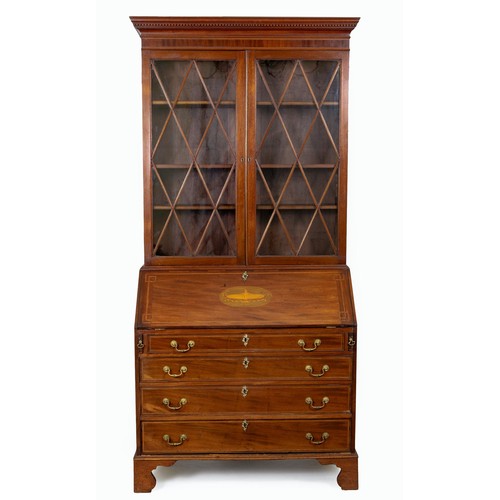 53 - A GEORGE III MAHOGANY BUREAU BOOKCASE