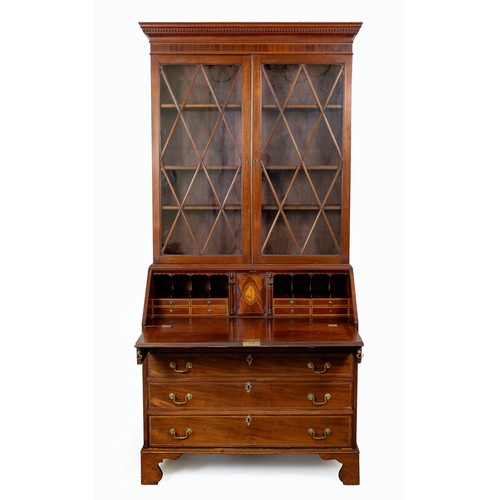 53 - A GEORGE III MAHOGANY BUREAU BOOKCASE