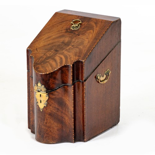 519 - A MAHOGANY AND INLAID KNIFE BOX, LATE 18TH CENTURY