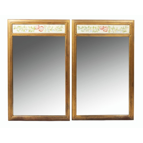 98 - A PAIR OF GILT AND PAINTED MIRRORS, DREXEL, NORTH CAROLINA