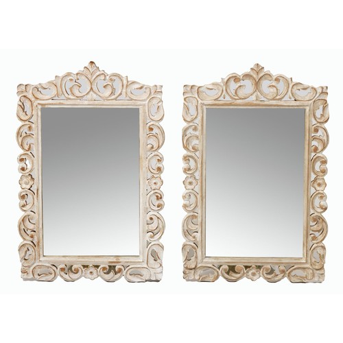 100 - A PAIR OF PAINTED WALL MIRRORS, MODERN