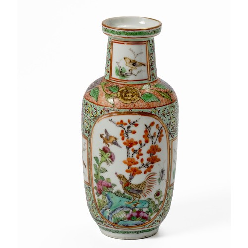 127 - A CHINESE FAMILLE ROSE CANTON ENAMEL VASE, REPUBLIC PERIOD, 1912 - 1949