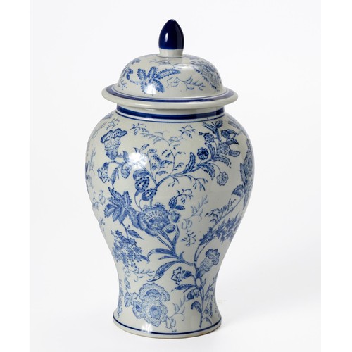 142 - A CHINESE BLUE AND WHITE JAR AND COVER, CONTEMPORARY