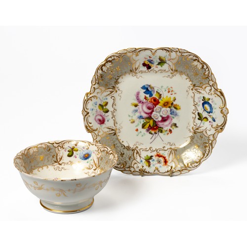 151 - A CONTINENTAL PORCELAIN PLATE AND BOWL, LATE 19TH/EARLY 20TH CENTURY