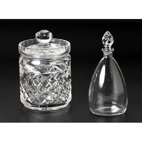 155 - A CUT-GLASS JAR AND COVER