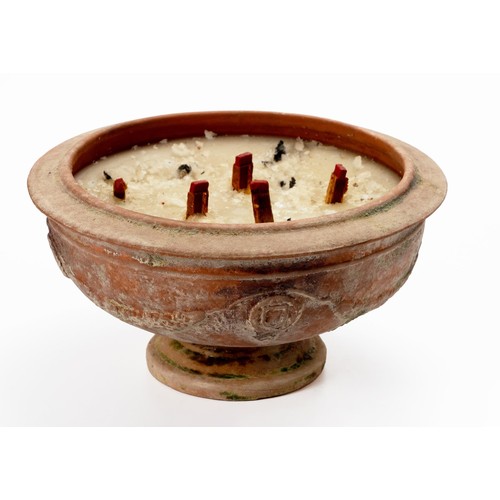 198 - A TERRACOTTA MULTI-WICK CANDLE BOWL