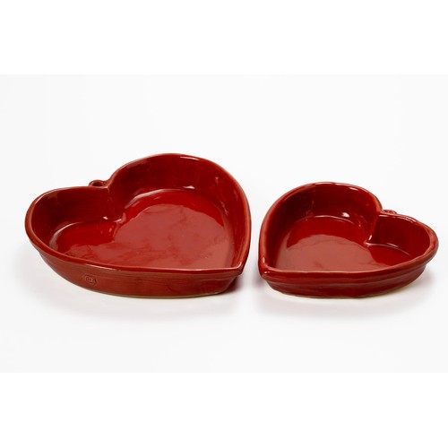 217 - TWO PINK HEART-SHAPED DISHES