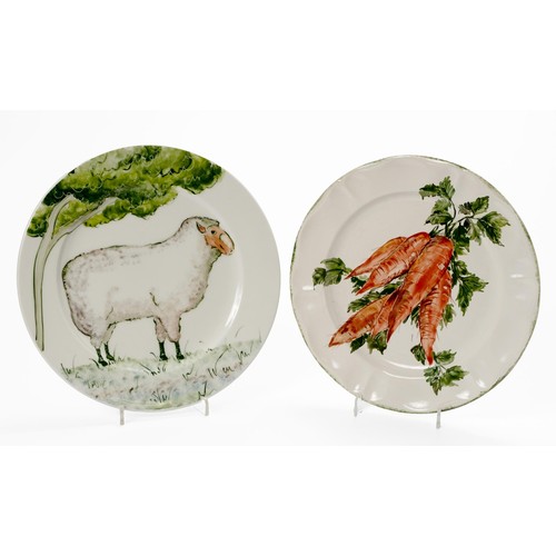 226 - TWO CIRCULAR HAND PAINTED PLATTERS