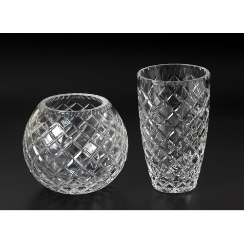 237 - A CUT-GLASS ROSE BOWL AND VASE