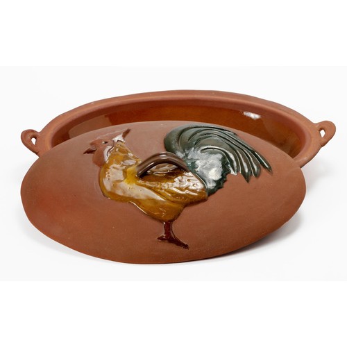 247 - A TERRACOTTA CASSEROLE DISH AND COVER